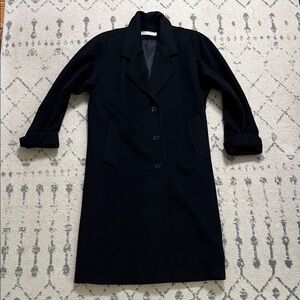 Classic black wool full length coat Larry Levine